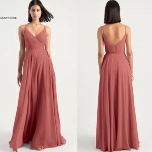 Jenny Yoo James Luxe Chiffon Wrap Dress Dusty Rose